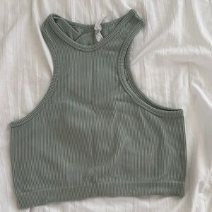 Love Tree Ribbed Green Crop Top